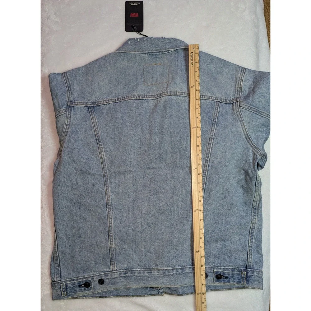 Levis Premium Relaxed Trucker Jacket Light Wash Denim Mens‎ Large A57820002 NEW